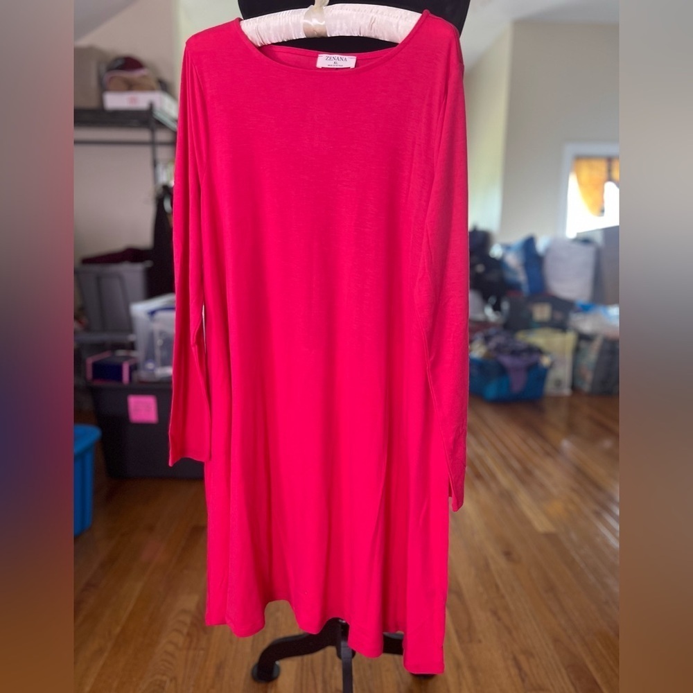 WOMENS ZENANA DRESS DARK PINK SZ XL NWOT